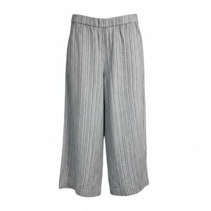 Theory Linen Wide Leg Cropped Pant Pull-On Striped Minimalist Women's Petite P